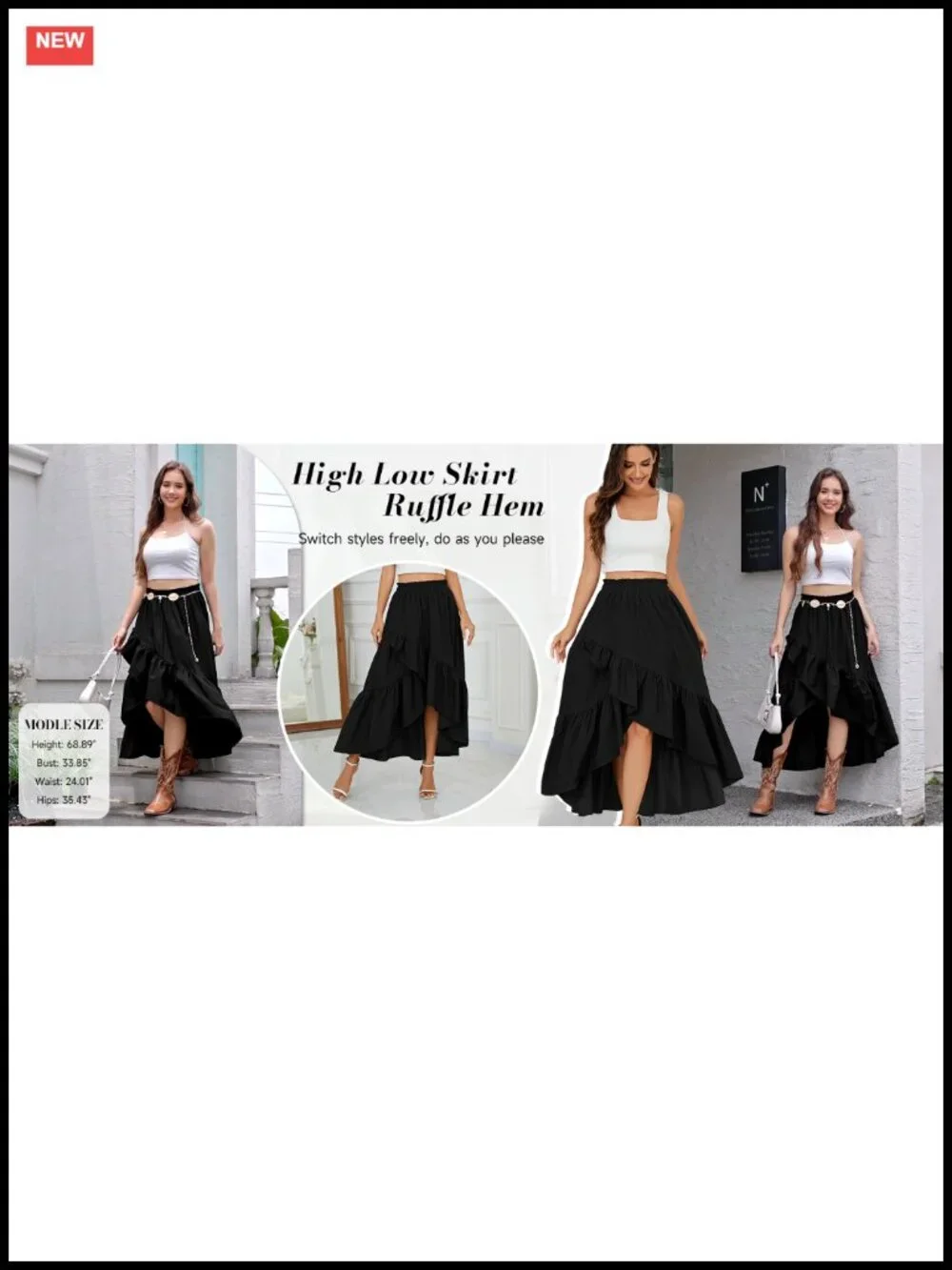 Women's Wrap Maxi Skirt High Low Ruffle Boho